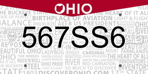567SS6 Ohio License Plate