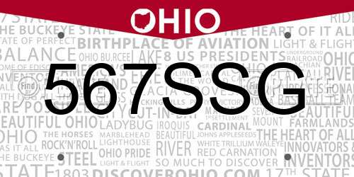 567SSG Ohio License Plate