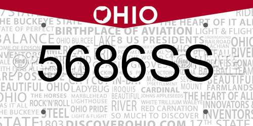 5686SS Ohio License Plate