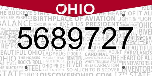 5689727 Ohio License Plate