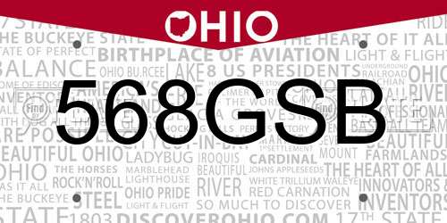 568GSB Ohio License Plate