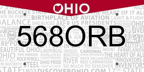 568ORB Ohio License Plate
