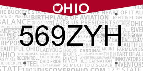 569ZYH Ohio License Plate