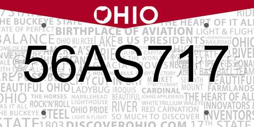 56AS717 Ohio License Plate