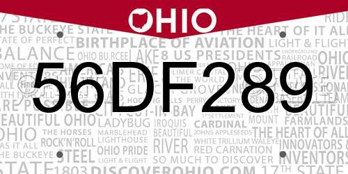 56DF289 Ohio License Plate
