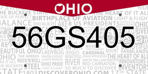 56GS405 Ohio License Plate
