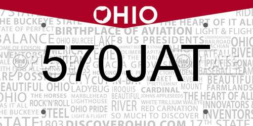 570JAT Ohio License Plate