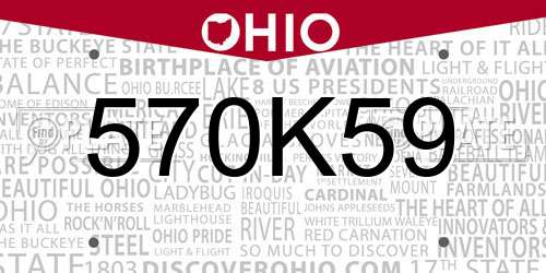 570K59 Ohio License Plate