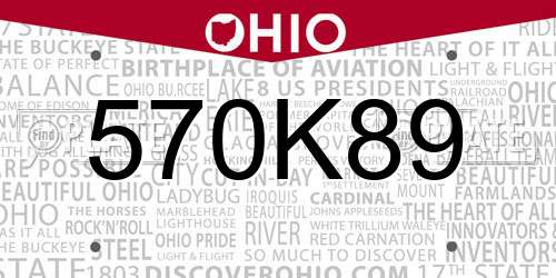 570K89 Ohio License Plate