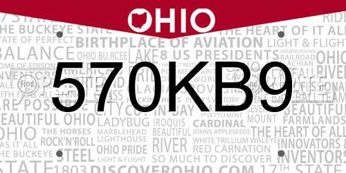 570KB9 Ohio License Plate