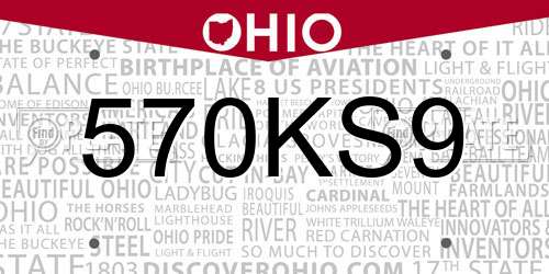 570KS9 Ohio License Plate