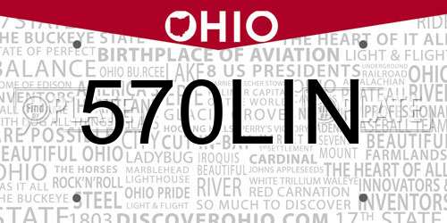 570LIN Ohio License Plate
