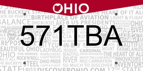571TBA Ohio License Plate