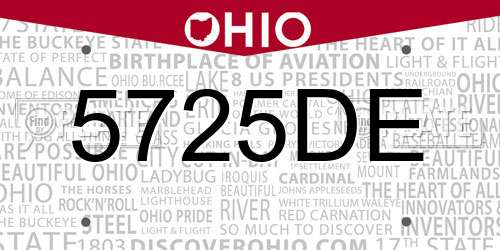 5725DE Ohio License Plate