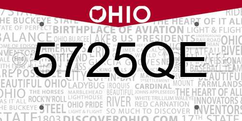 5725QE Ohio License Plate