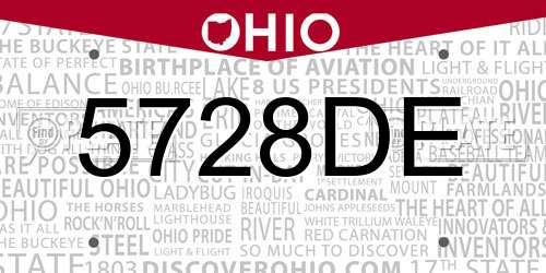 5728DE Ohio License Plate