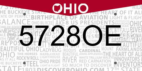 5728OE Ohio License Plate