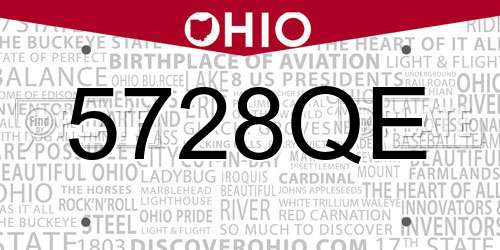 5728QE Ohio License Plate