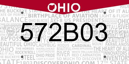 572B03 Ohio License Plate
