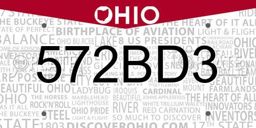 572BD3 Ohio License Plate