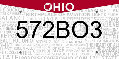 572BO3 Ohio License Plate