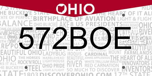 572BOE Ohio License Plate
