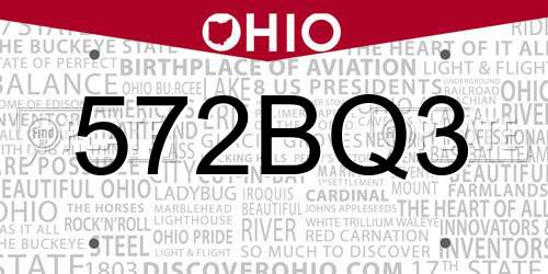 572BQ3 Ohio License Plate