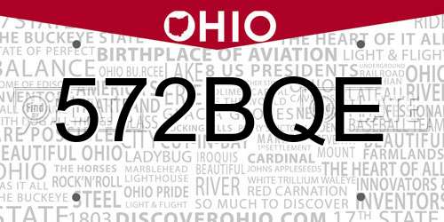 572BQE Ohio License Plate