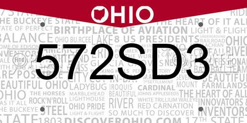 572SD3 Ohio License Plate