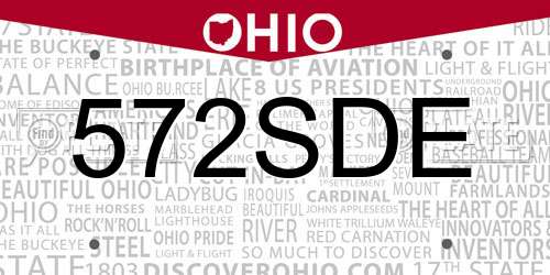 572SDE Ohio License Plate