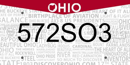 572SO3 Ohio License Plate