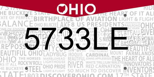 5733LE Ohio License Plate