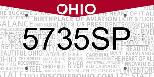 5735SP Ohio License Plate