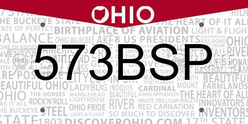 573BSP Ohio License Plate