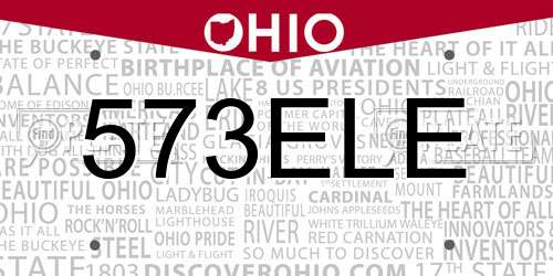 573ELE Ohio License Plate