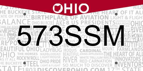 573SSM Ohio License Plate