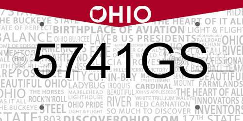 5741GS Ohio License Plate