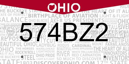 574BZ2 Ohio License Plate