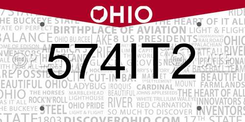 574IT2 Ohio License Plate