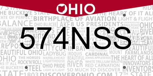 574NSS Ohio License Plate