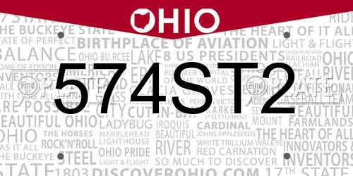 574ST2 Ohio License Plate
