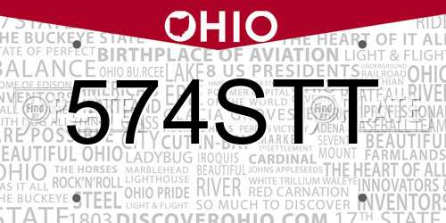 574STT Ohio License Plate