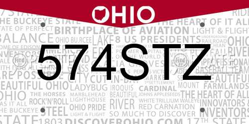 574STZ Ohio License Plate