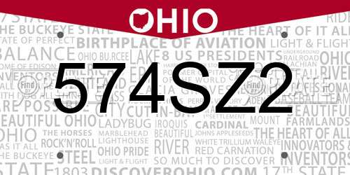 574SZ2 Ohio License Plate