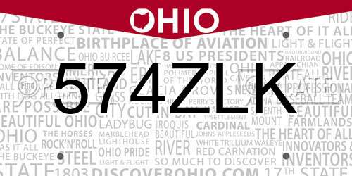 574ZLK Ohio License Plate