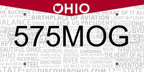575MOG Ohio License Plate