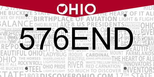576END Ohio License Plate