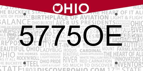 5775OE Ohio License Plate