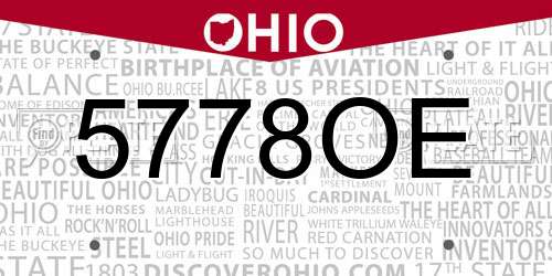 5778OE Ohio License Plate