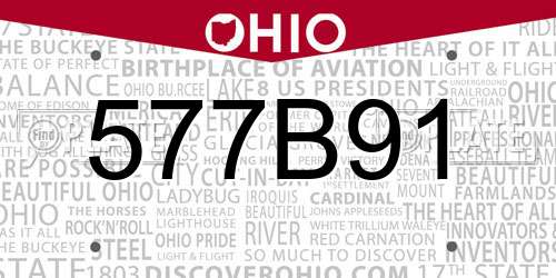577B91 Ohio License Plate